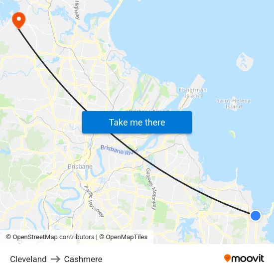 Cleveland to Cashmere map