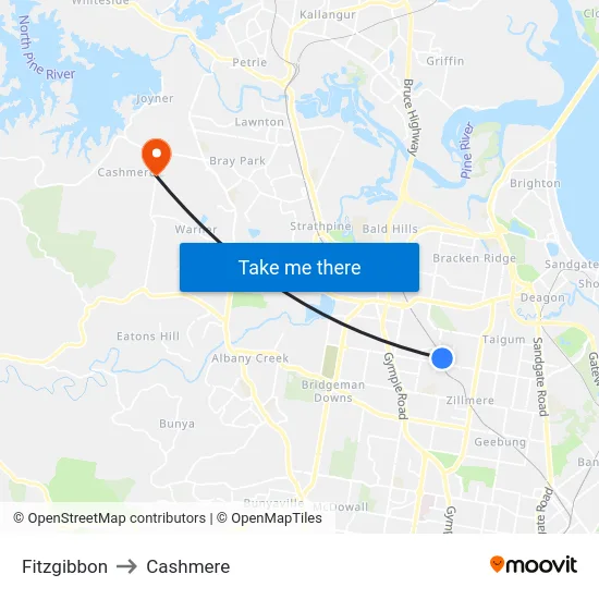 Fitzgibbon to Cashmere map