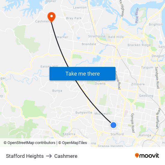 Stafford Heights to Cashmere map
