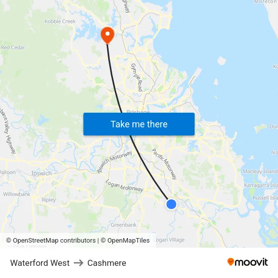 Waterford West to Cashmere map