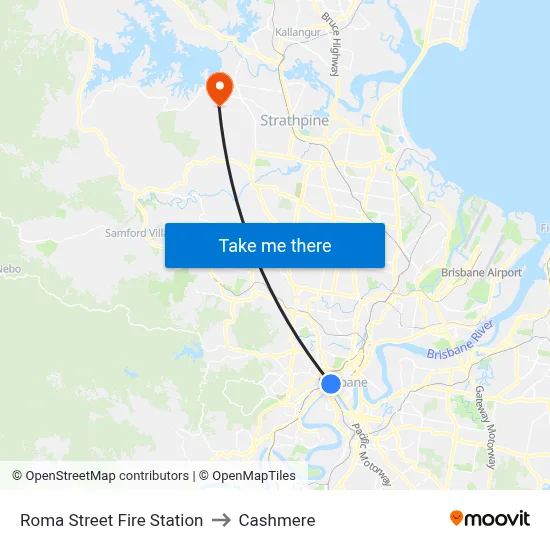 Roma Street Fire Station to Cashmere map