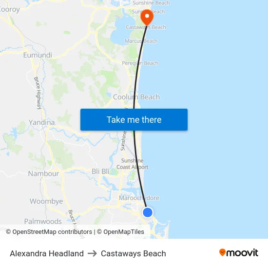 Alexandra Headland to Castaways Beach map