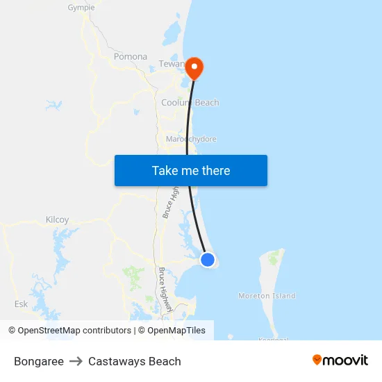 Bongaree to Castaways Beach map