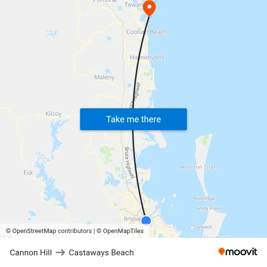Cannon Hill to Castaways Beach map