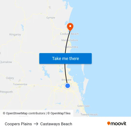 Coopers Plains to Castaways Beach map