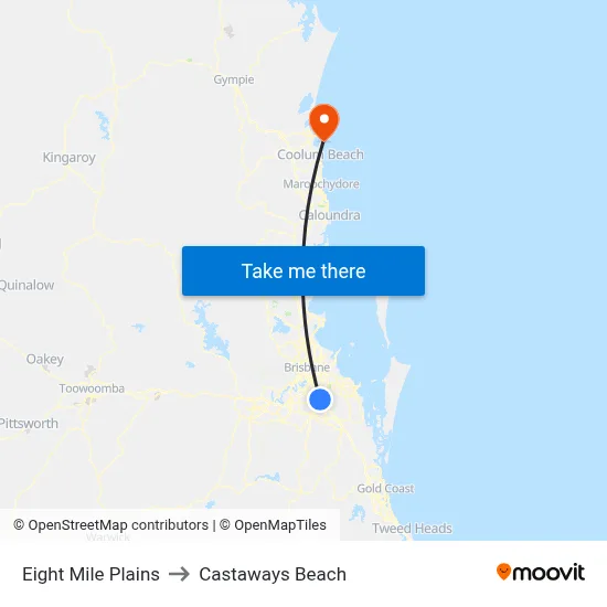 Eight Mile Plains to Castaways Beach map