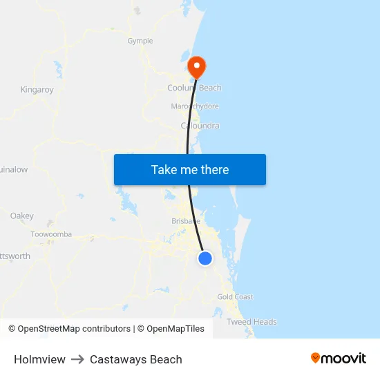 Holmview to Castaways Beach map
