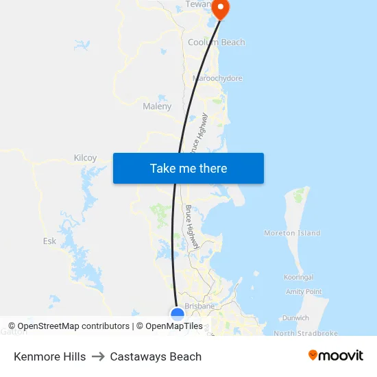 Kenmore Hills to Castaways Beach map
