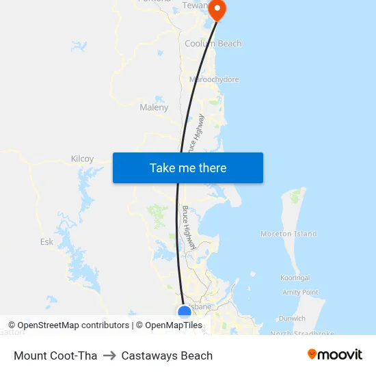 Mount Coot-Tha to Castaways Beach map
