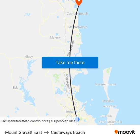 Mount Gravatt East to Castaways Beach map