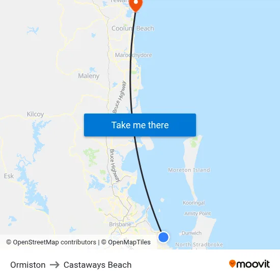 Ormiston to Castaways Beach map