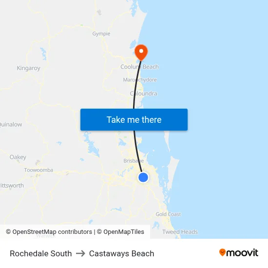 Rochedale South to Castaways Beach map