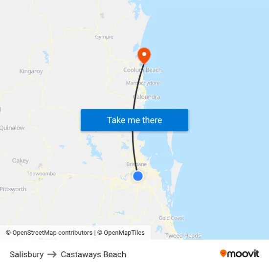 Salisbury to Castaways Beach map