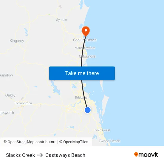 Slacks Creek to Castaways Beach map