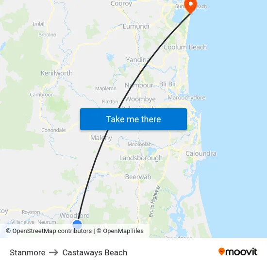 Stanmore to Castaways Beach map