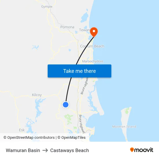 Wamuran Basin to Castaways Beach map