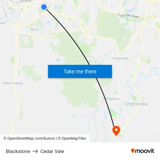 Blackstone to Cedar Vale map
