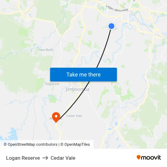Logan Reserve to Cedar Vale map