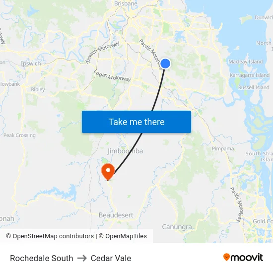 Rochedale South to Cedar Vale map