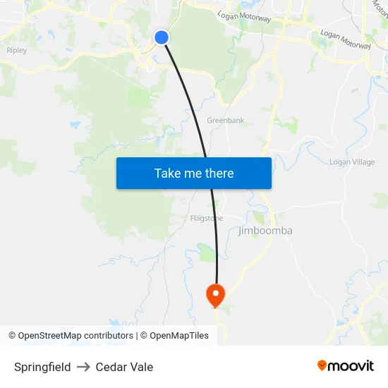 Springfield to Cedar Vale map