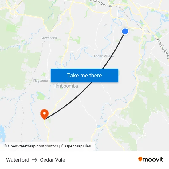 Waterford to Cedar Vale map