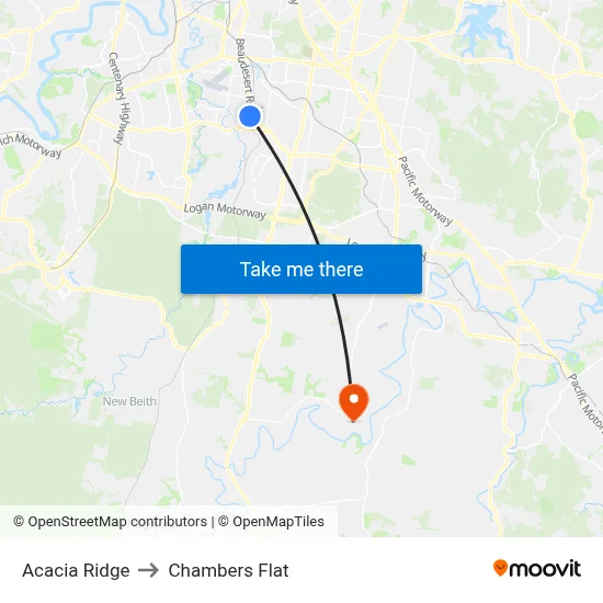 Acacia Ridge to Chambers Flat map