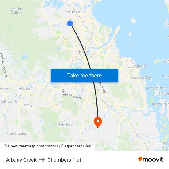 Albany Creek to Chambers Flat map