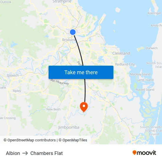 Albion to Chambers Flat map