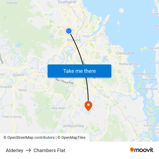 Alderley to Chambers Flat map