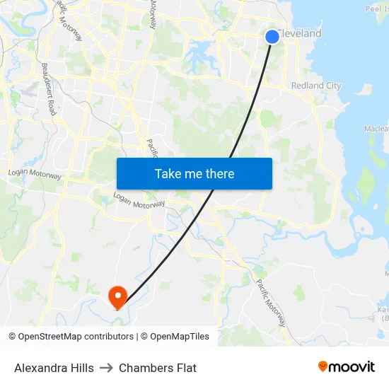 Alexandra Hills to Chambers Flat map