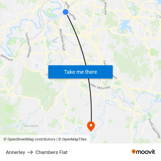 Annerley to Chambers Flat map