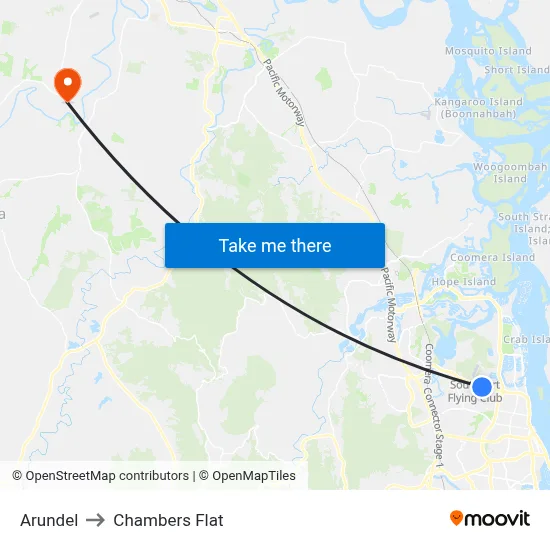 Arundel to Chambers Flat map