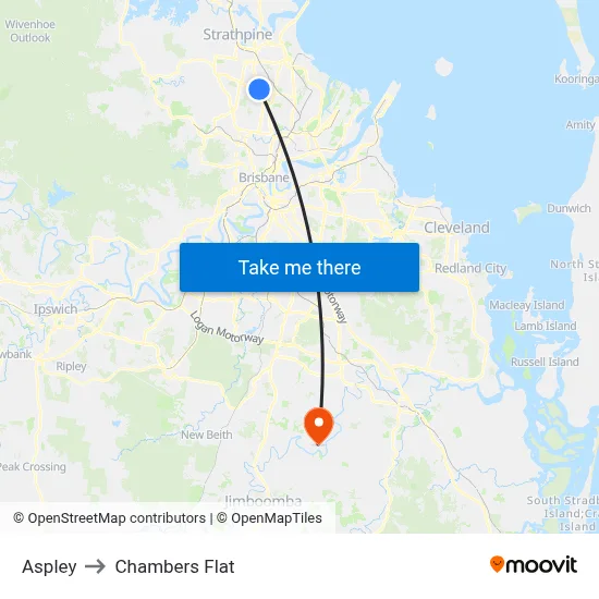 Aspley to Chambers Flat map