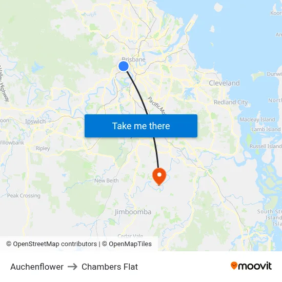 Auchenflower to Chambers Flat map