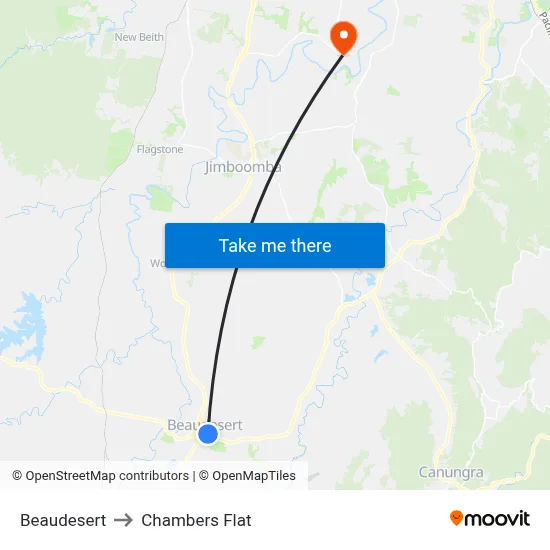 Beaudesert to Chambers Flat map