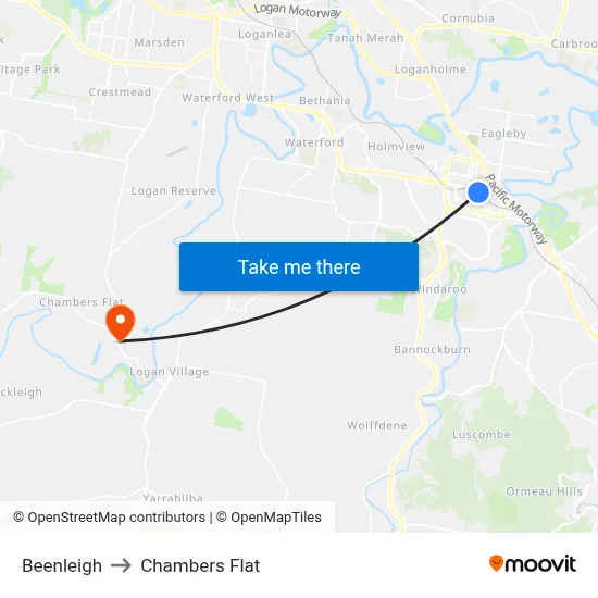 Beenleigh to Chambers Flat map