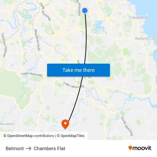 Belmont to Chambers Flat map