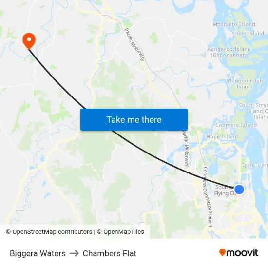Biggera Waters to Chambers Flat map