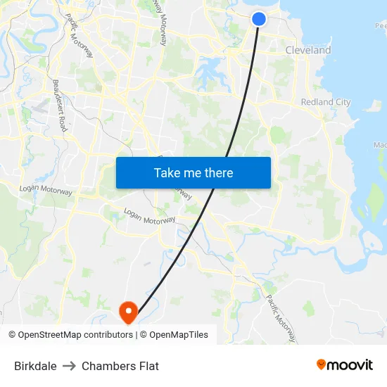 Birkdale to Chambers Flat map