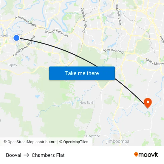 Booval to Chambers Flat map