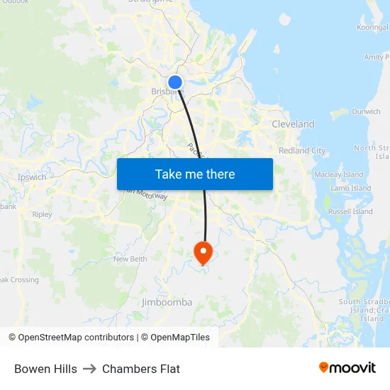 Bowen Hills to Chambers Flat map