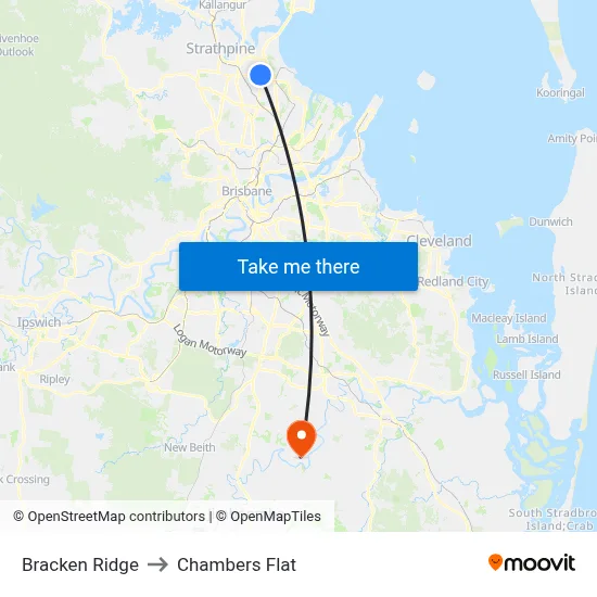 Bracken Ridge to Chambers Flat map
