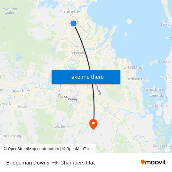 Bridgeman Downs to Chambers Flat map