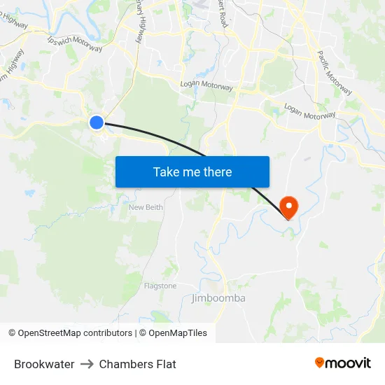 Brookwater to Chambers Flat map