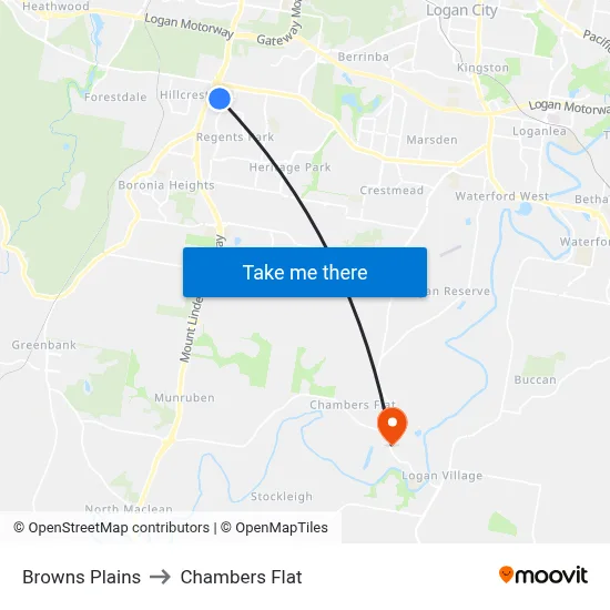 Browns Plains to Chambers Flat map