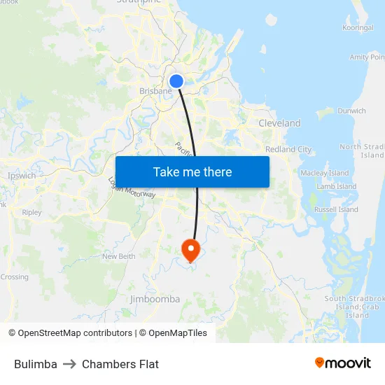 Bulimba to Chambers Flat map