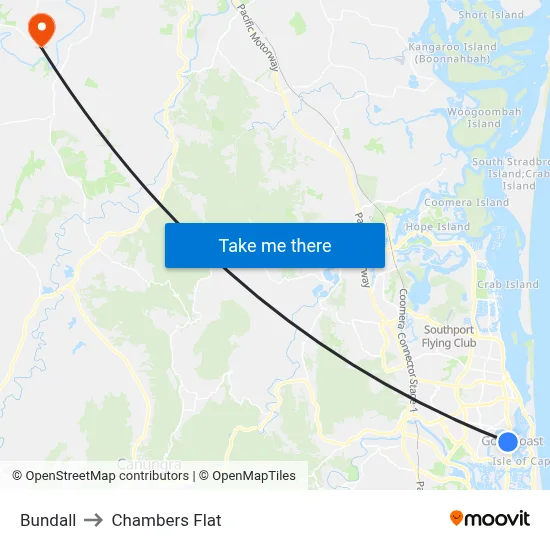 Bundall to Chambers Flat map