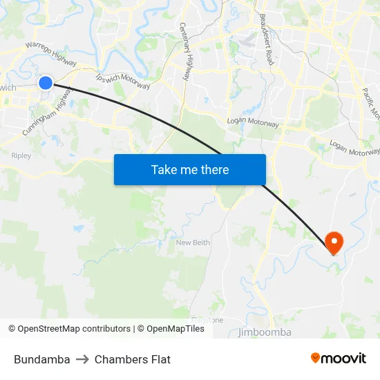 Bundamba to Chambers Flat map