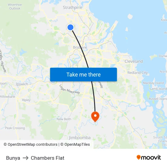 Bunya to Chambers Flat map