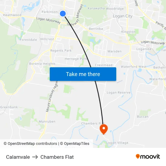 Calamvale to Chambers Flat map
